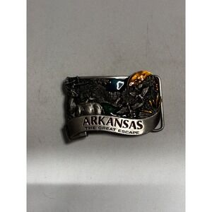 Vintage 1980's Bergamot Brass Arkansas "The Great Escape" Wildlife Belt Buckle